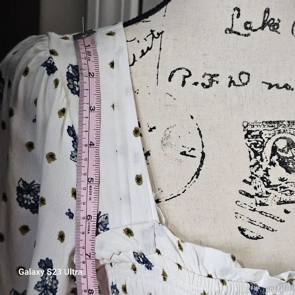 Free people Tea Combo Blue Flower Dress Long‎ Sleeves Women Size Medium - Picture 8 of 11